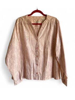 Orvis Women's V Neck Button Down Cotton Blouse Size XL